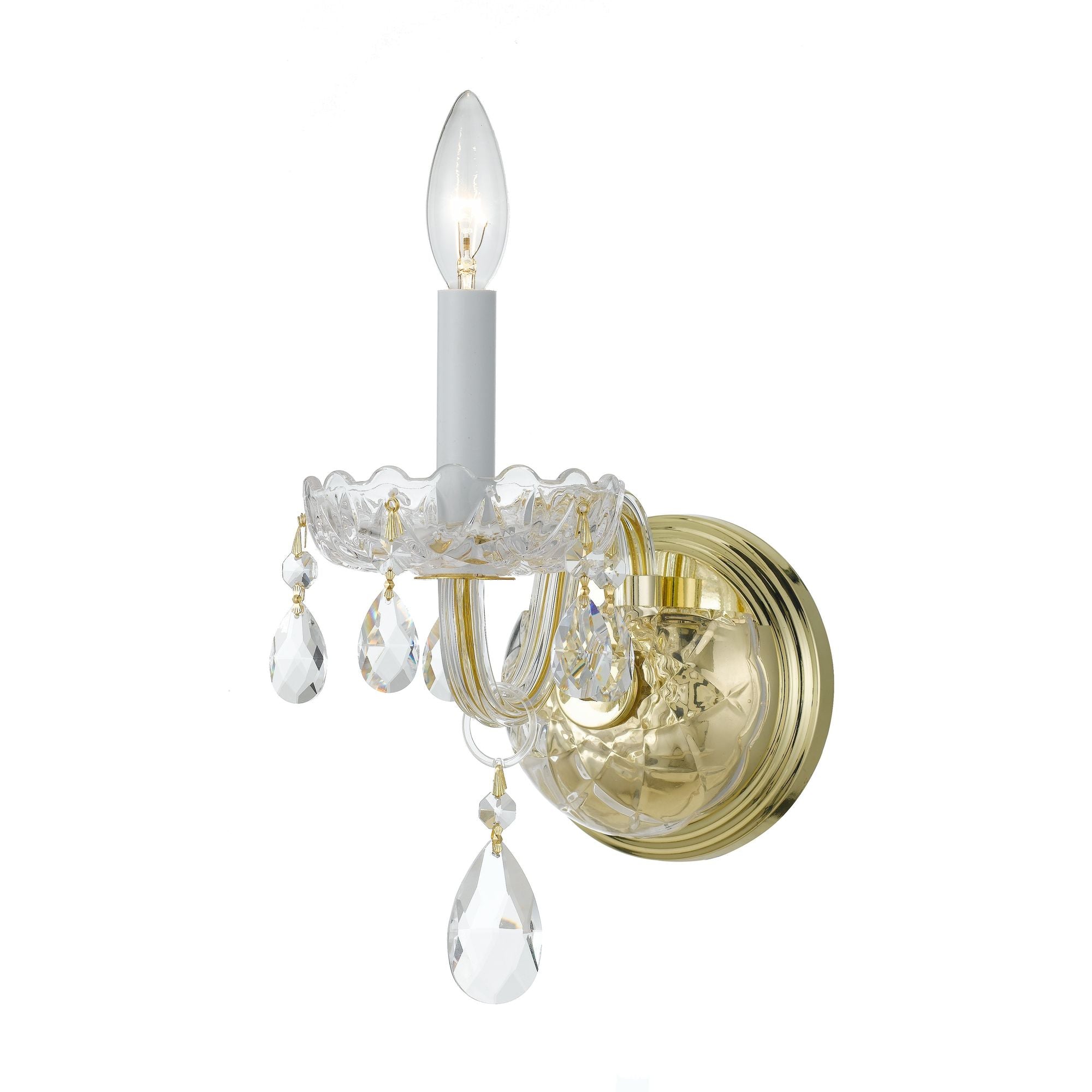 Traditional Crystal 5'' Hand Cut Crystal Polished Brass Sconce Gold 5"W x 9"H x 8"D