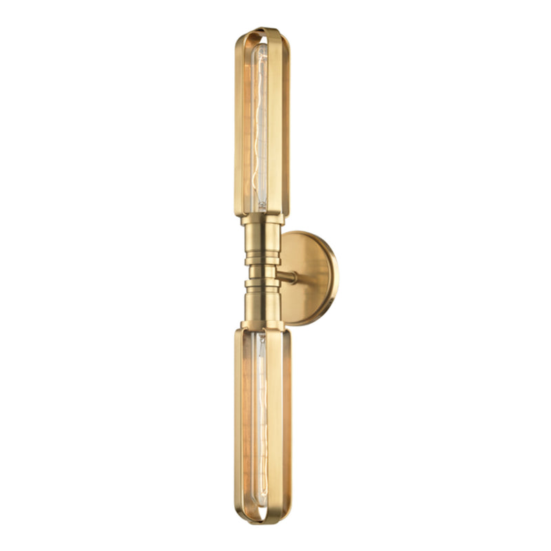 Red Hook 2 Light Wall Sconce in Aged Brass