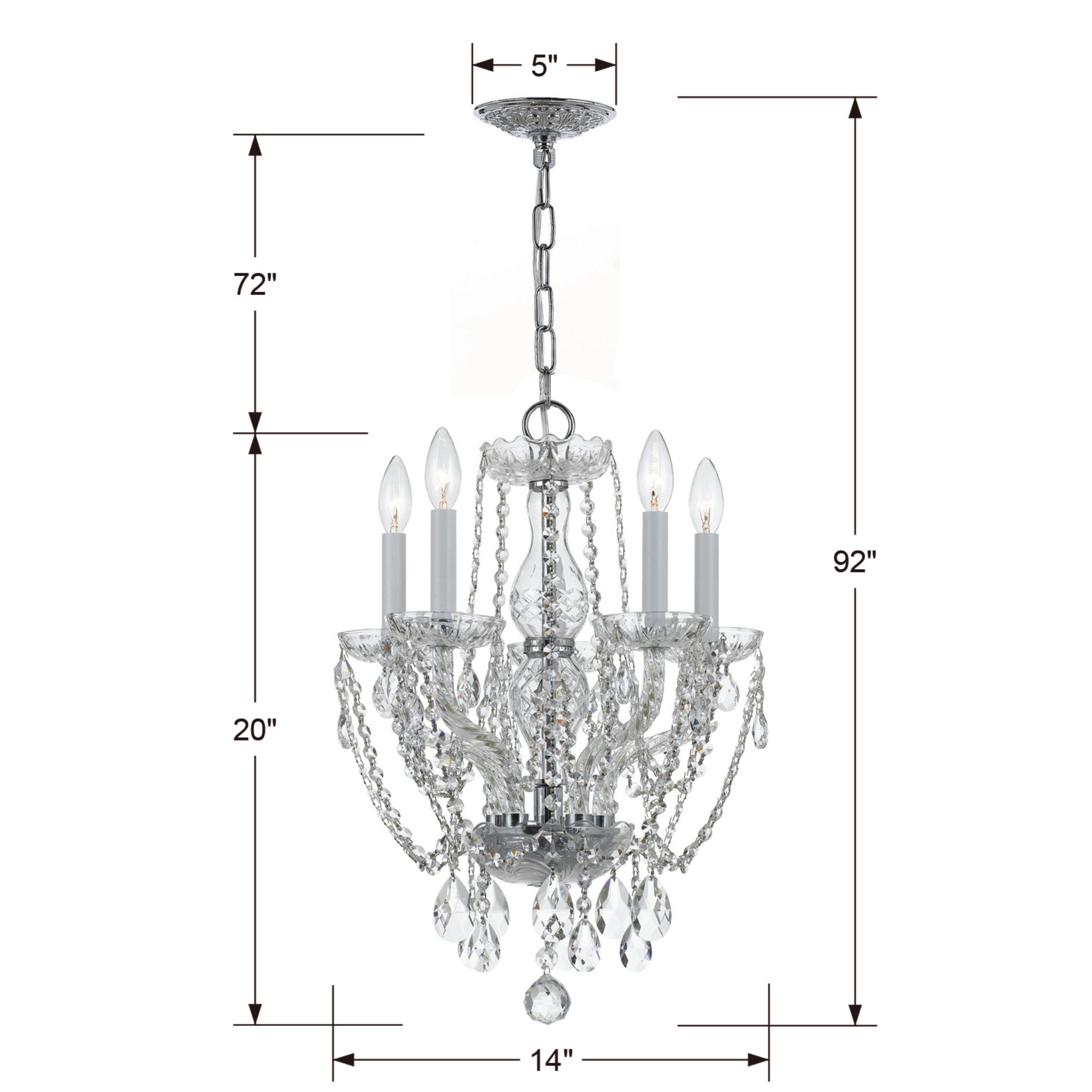 Traditional Crystal 14'' Hand Cut Crystal Polished Chrome Chandelier Silver 14"W x 20"H x 14"D