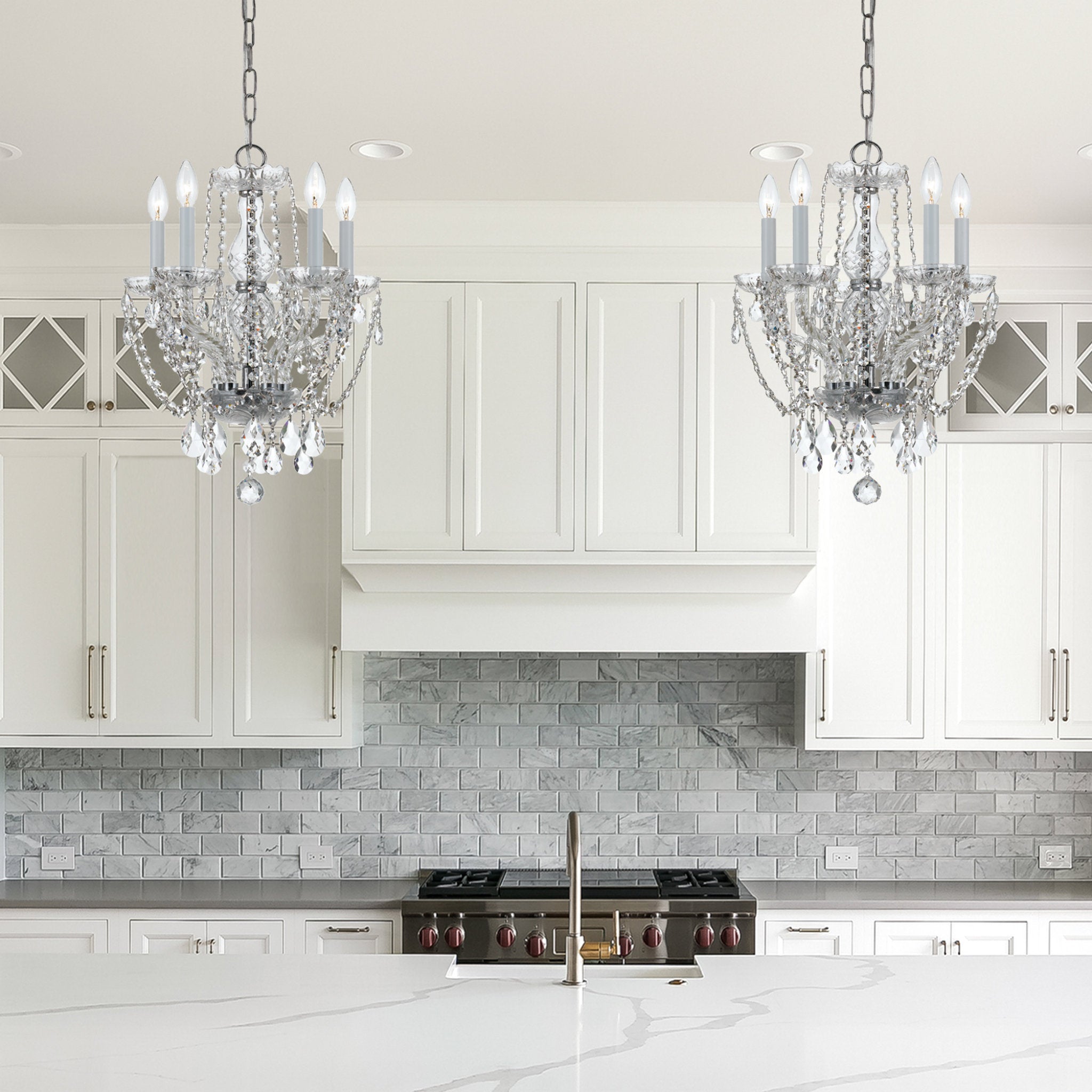 Traditional Crystal 14'' Hand Cut Crystal Polished Chrome Chandelier Silver 14"W x 20"H x 14"D