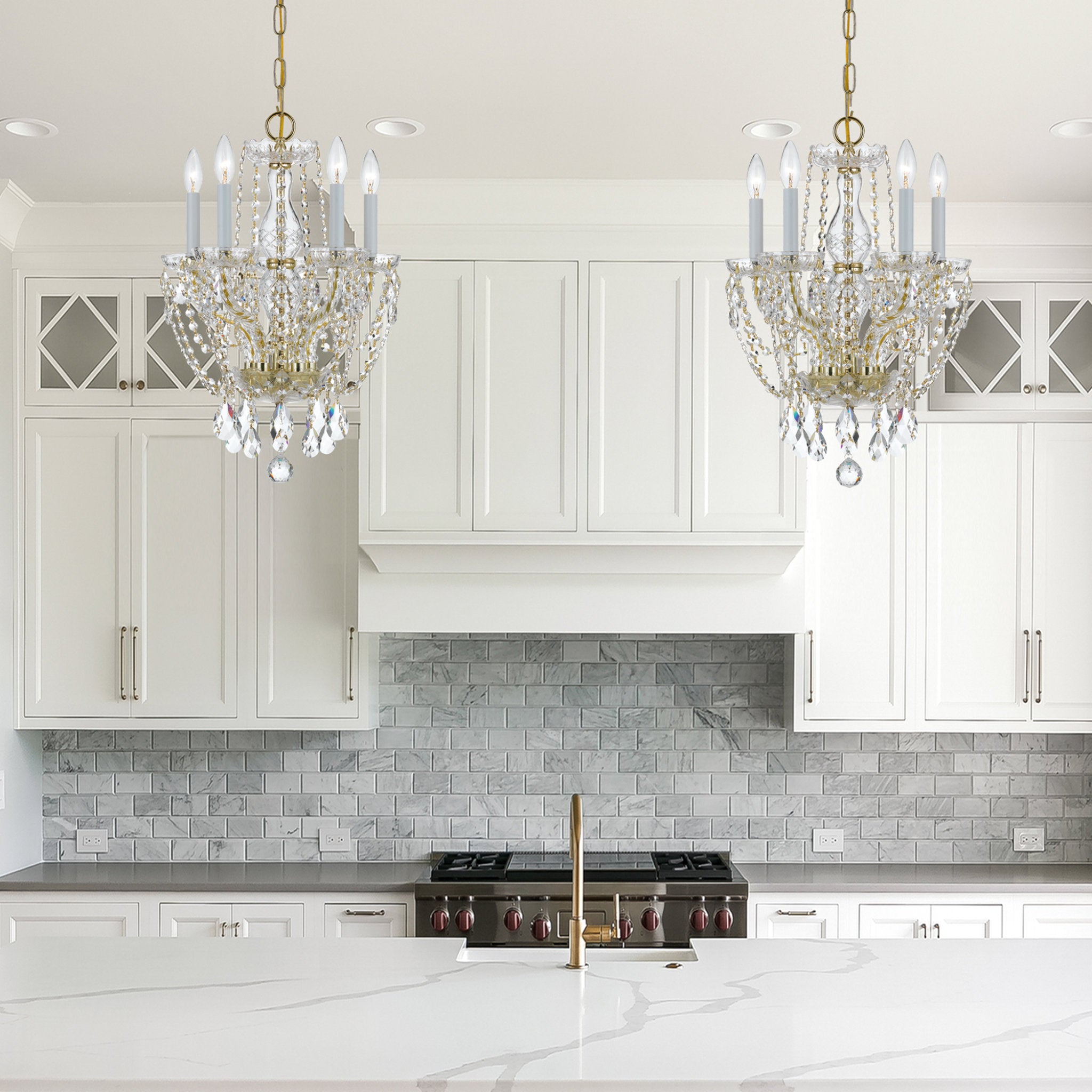 Traditional Crystal 14'' Hand Cut Crystal Polished Brass Chandelier Gold 14"W x 20"H x 14"D