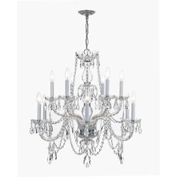 Traditional Crystal 12 Light Hand Cut Crystal Polished Chrome Chandelier