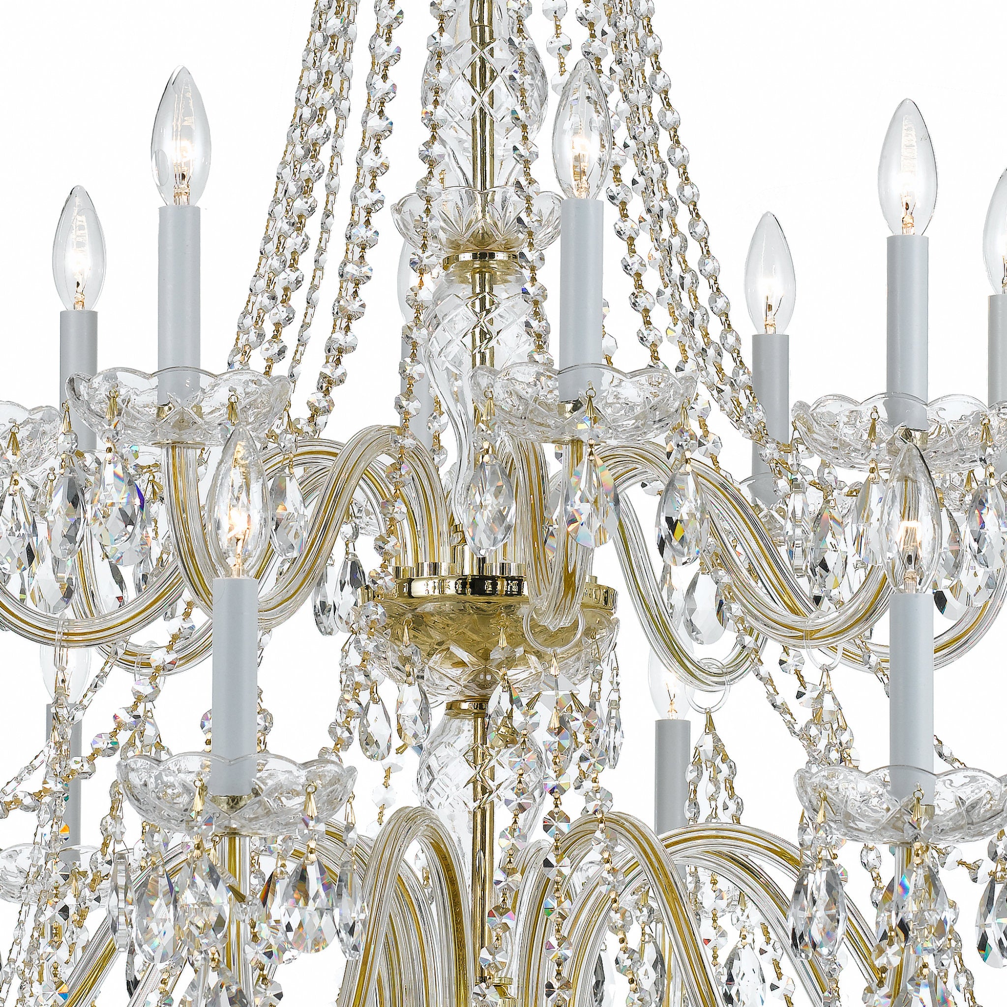 Traditional Crystal 37'' Swarovski Strass Crystal Polished Brass Chandelier Gold 37"W x 34"H x 37"D