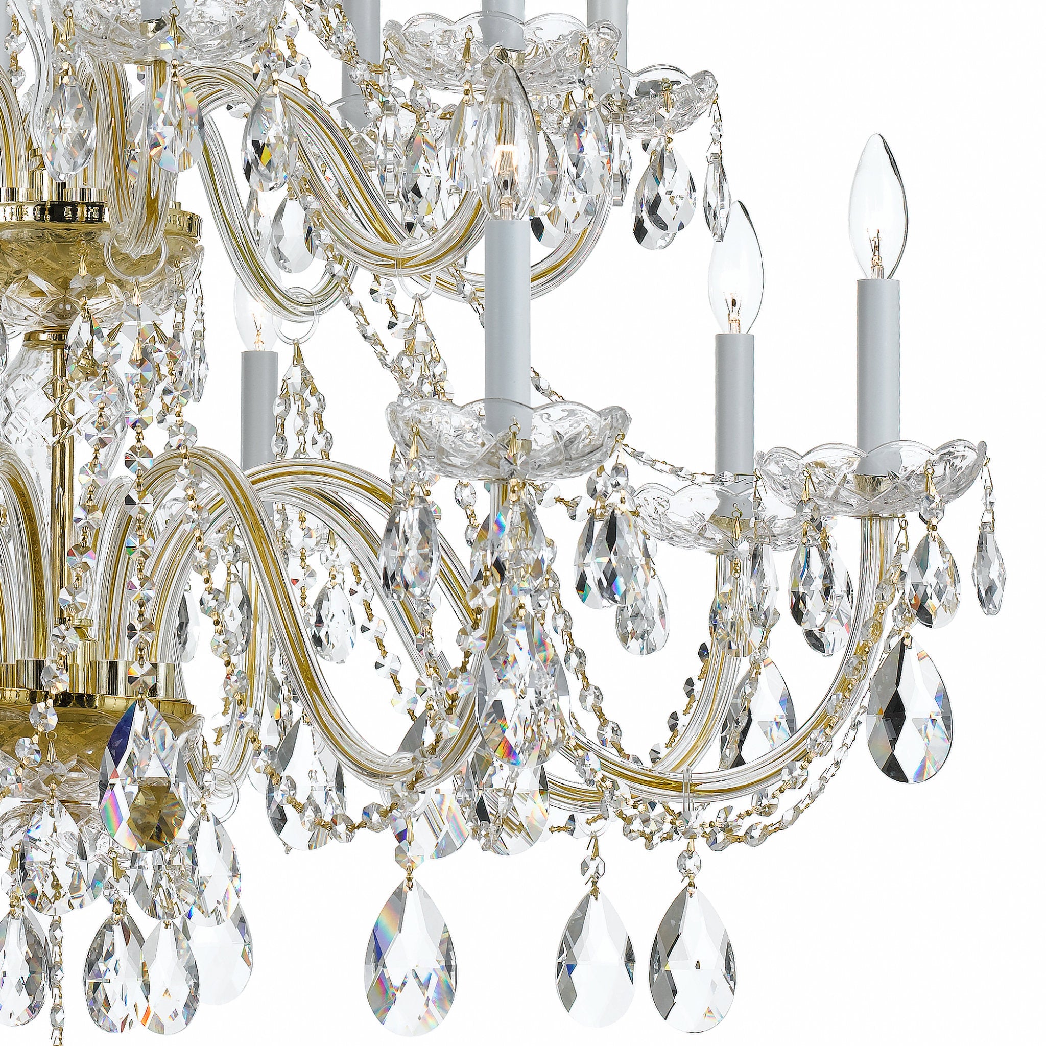 Traditional Crystal 37'' Swarovski Strass Crystal Polished Brass Chandelier Gold 37"W x 34"H x 37"D