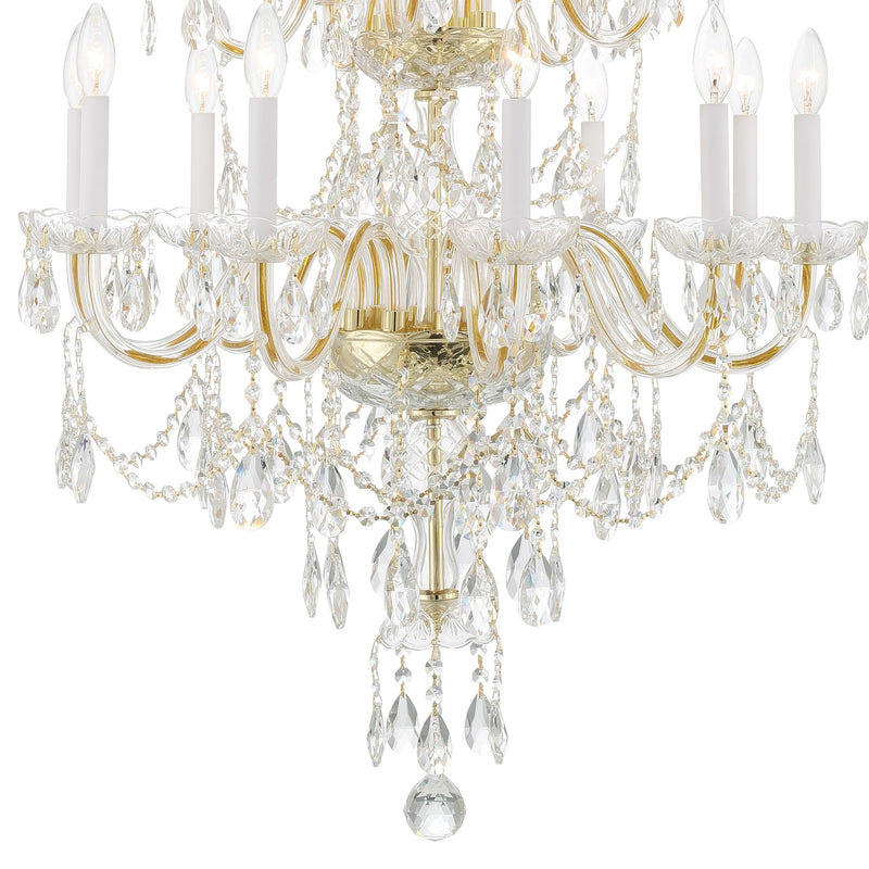Traditional Crystal 15 Light Polished Brass Chandelier