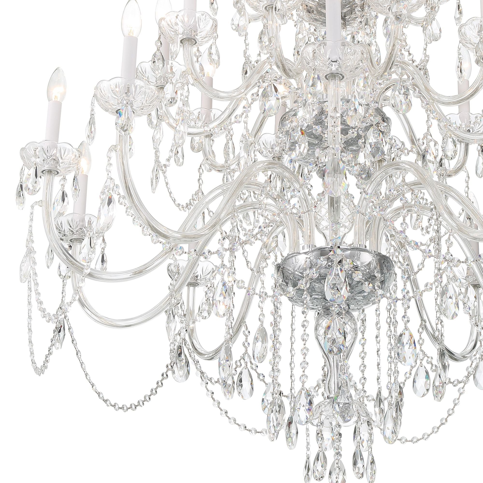 Traditional Crystal 25 Light Hand Cut Crystal Polished Chrome Chandelier Hand Cut Crystal 45"W x 61"H x 45"D