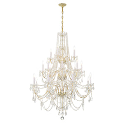 Traditional Crystal 20 Light Polished Brass Chandelier