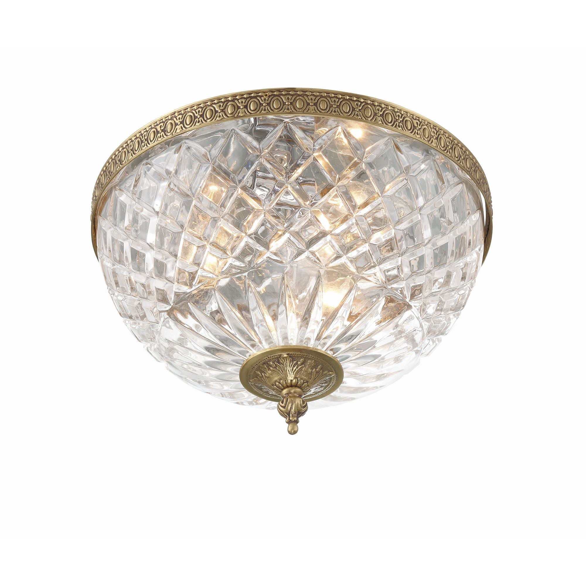 Radley 12'' Olde Brass Faceted Cut Glass Bowl Flush Mount Gold 12"W x 8"H x 12"D