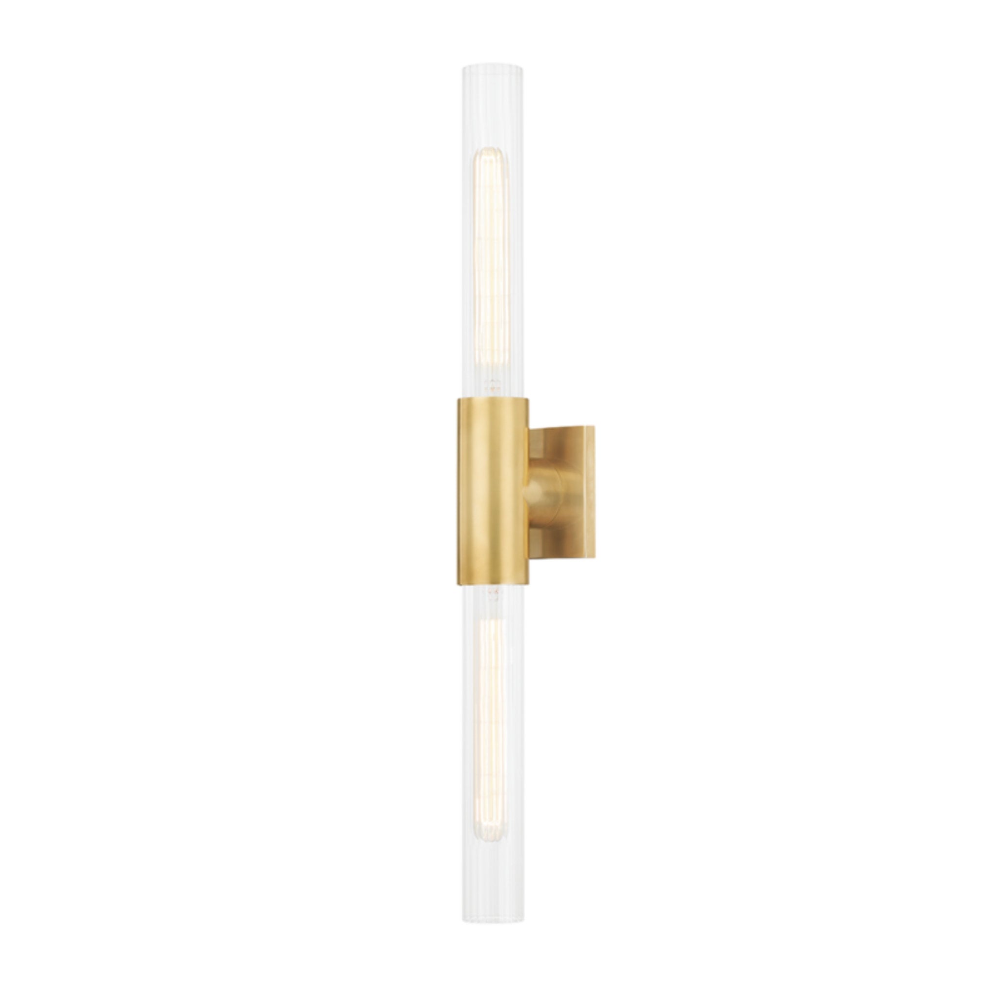 Asher 2-Light Wall Sconce in  Aged Brass 4.25L x 4.25W x 27.5H