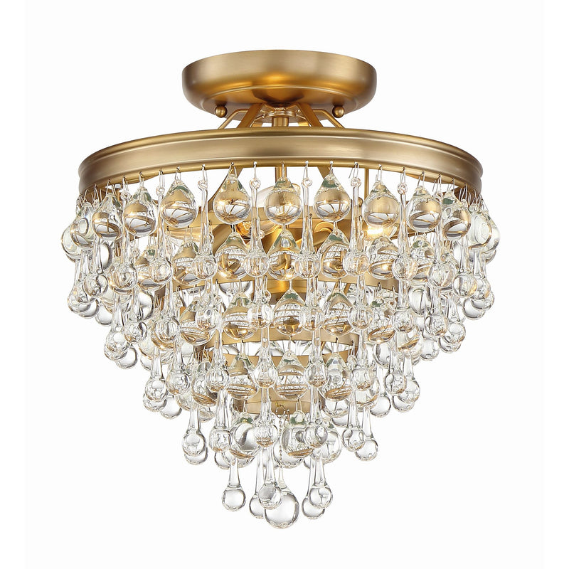 Calypso 3 Light Crystal Teardrop Vibrant Gold Ceiling Mount