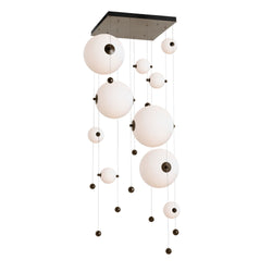 Abacus 10-Light Square LED Pendant in Bronze w/ Opal Glass (GG)