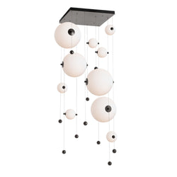 Abacus 10-Light Square LED Pendant in Dark Smoke w/ Opal Glass (GG)