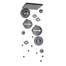 Abacus 10-Light Square LED Pendant in Dark Smoke w/ Cool Grey Glass (YL)
