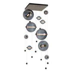 Abacus 10-Light Square LED Pendant in Oil Rubbed Bronze w/ Cool Grey Glass (YL)