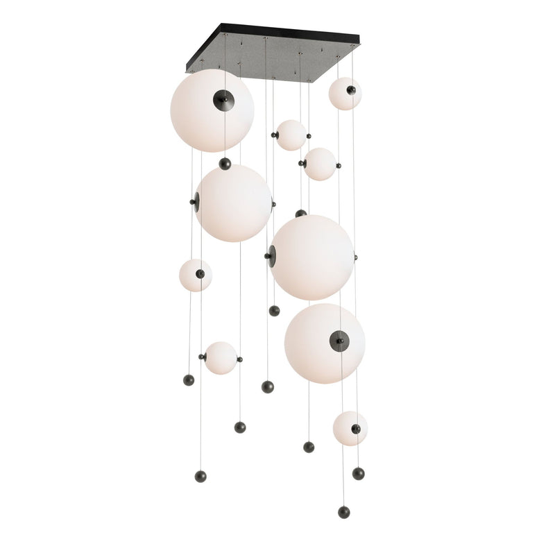Abacus 10-Light Square LED Pendant in Natural Iron w/ Opal Glass (GG)