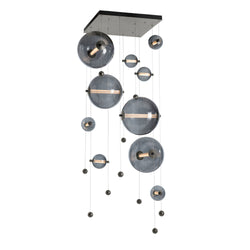Abacus 10-Light Square LED Pendant in Natural Iron w/ Cool Grey Glass (YL)