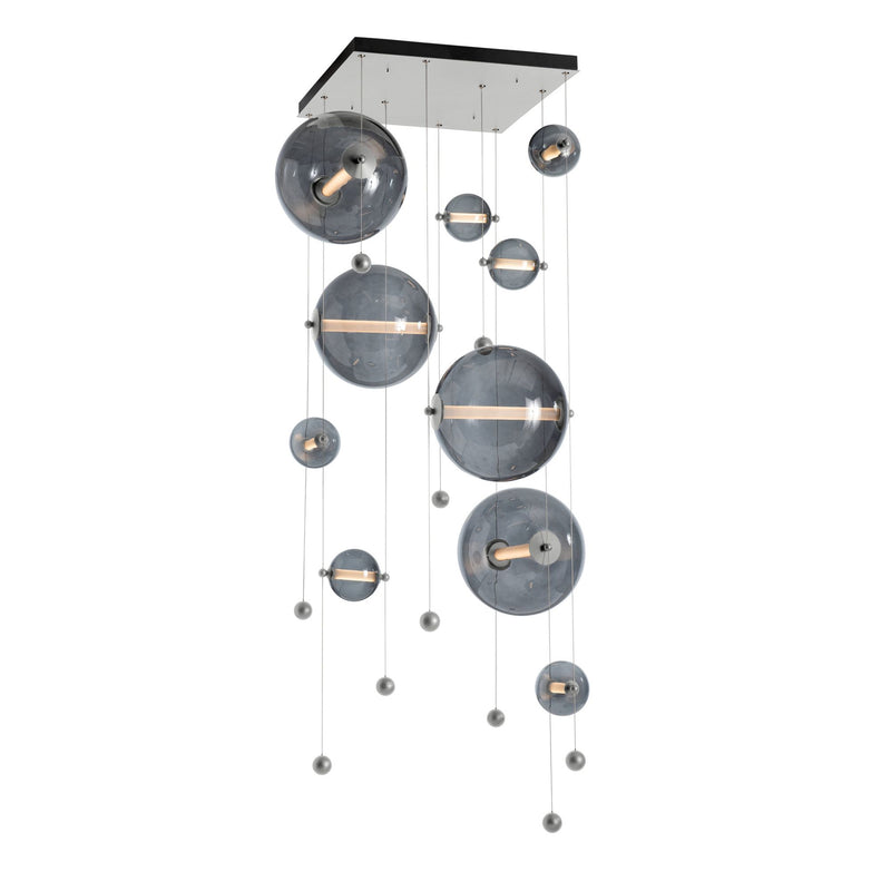 Abacus 10-Light Square LED Pendant in Vintage Platinum w/ Cool Grey Glass (YL)