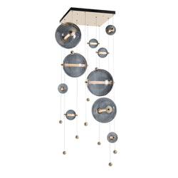 Abacus 10-Light Square LED Pendant in Soft Gold w/ Cool Grey Glass (YL)