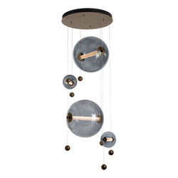 Abacus 4-Light Round LED Pendant in Bronze w/ Cool Grey Glass (YL)