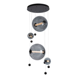 Abacus 4-Light Round LED Pendant in Black w/ Cool Grey Glass (YL)