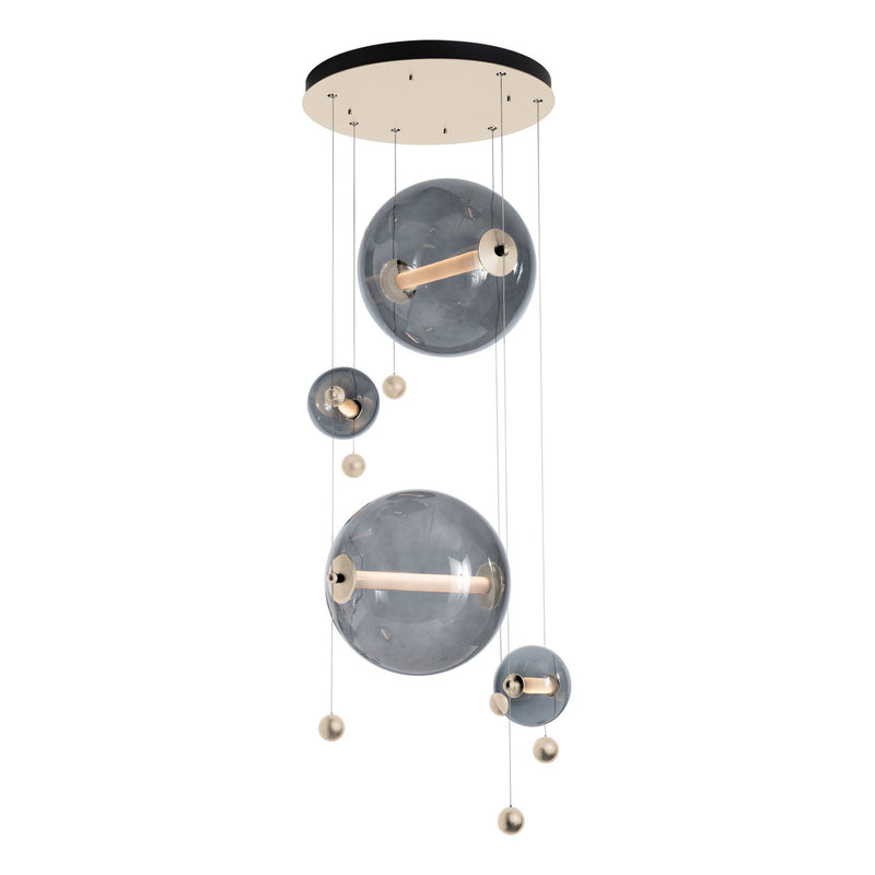 Abacus 4-Light Round LED Pendant in Soft Gold w/ Cool Grey Glass (YL)