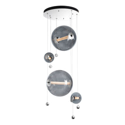 Abacus 4-Light Round LED Pendant in Sterling w/ Cool Grey Glass (YL)