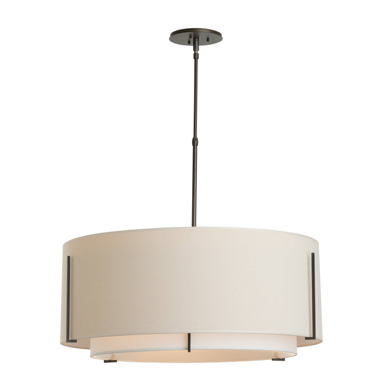 Hubbardton Forge 139610-1767 Ceiling Light Exos Large Double Shade Pendant in Natural Iron