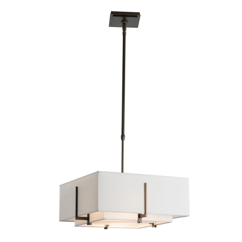 Hubbardton Forge 139625-1208 Ceiling Light Exos Square Small Double Shade Pendant in Dark Smoke