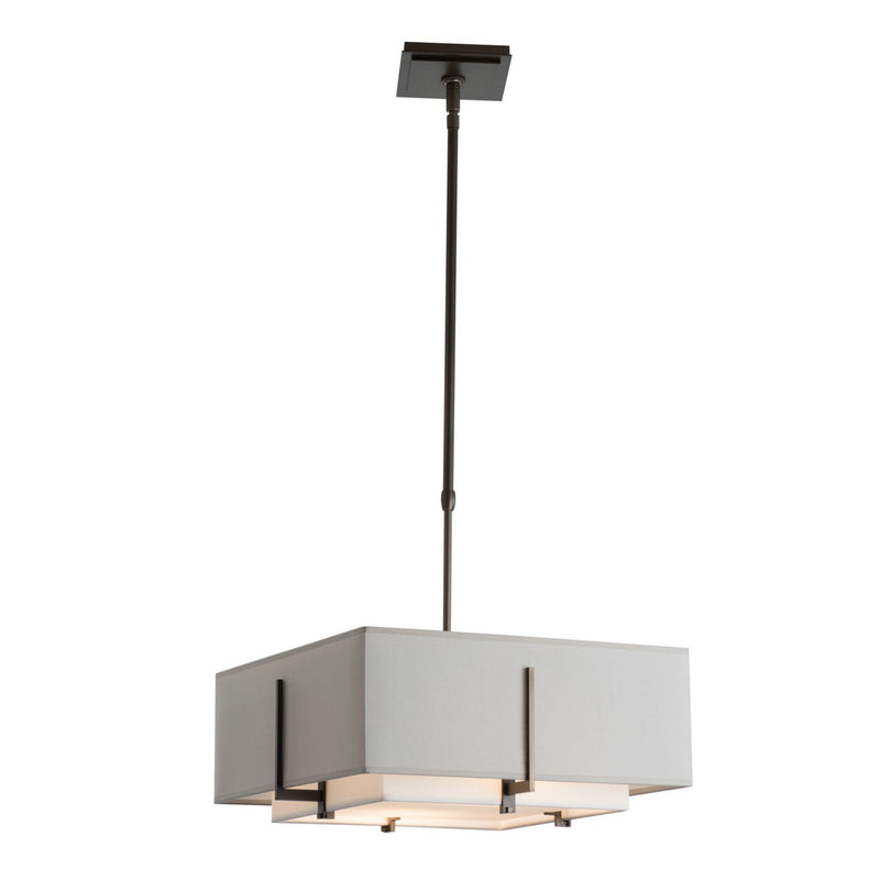 Hubbardton Forge 139625-1693 Ceiling Light Exos Square Small Double Shade Pendant in Dark Smoke