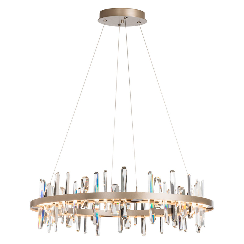 Hubbardton Forge 139915-1007 Ceiling Light Solitude Circular LED Pendant in Soft Gold