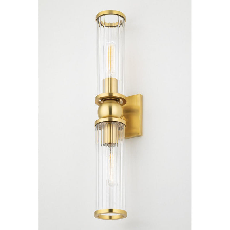 Malone 2 Light Wall Sconce in Aged Brass