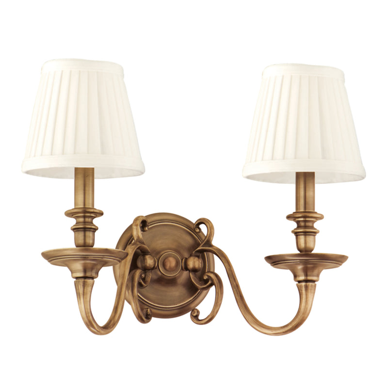 Charleston 2 Light Wall Sconce in Aged Brass