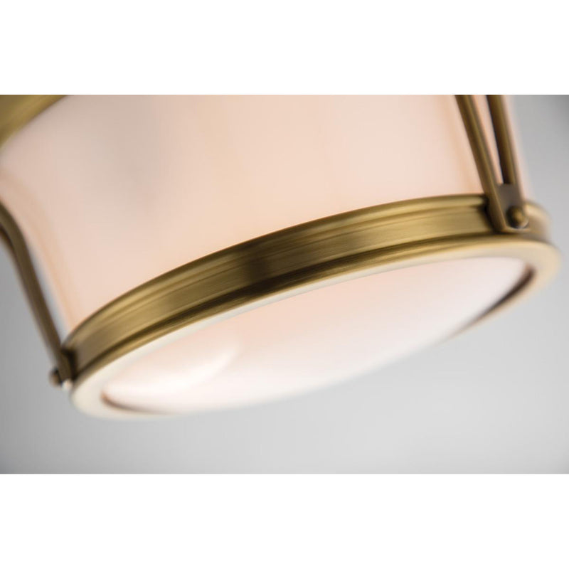 Newport 3 Light Flush Mount in Aged Brass