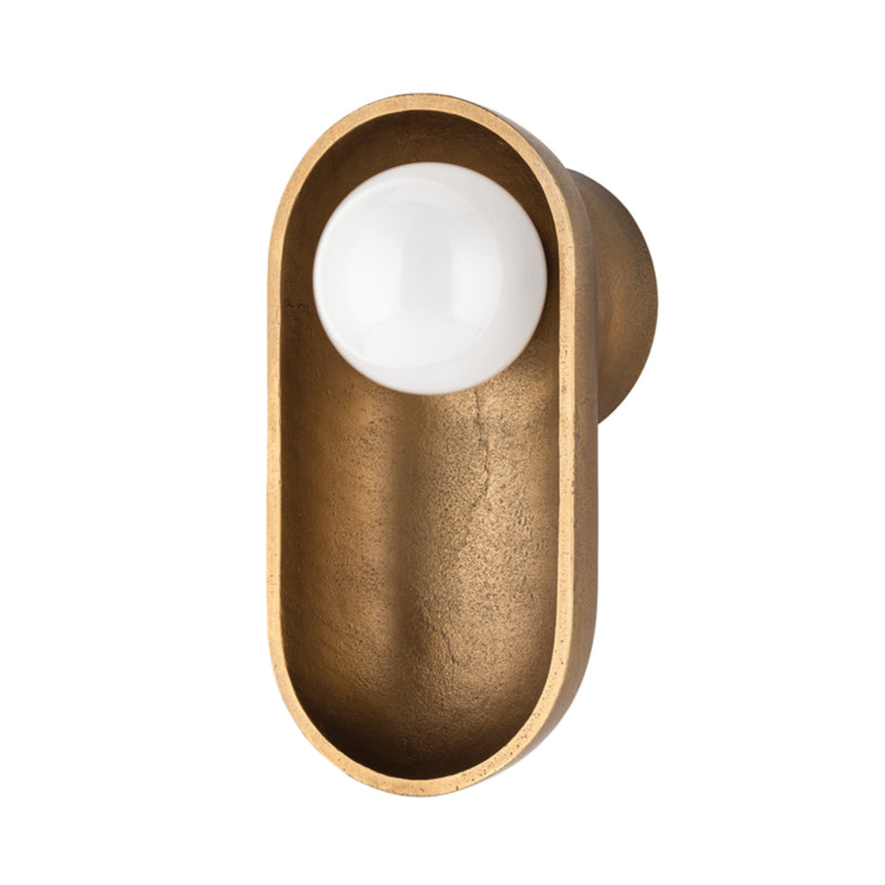 Nathan 1 Light Wall Sconce in Aged Brass