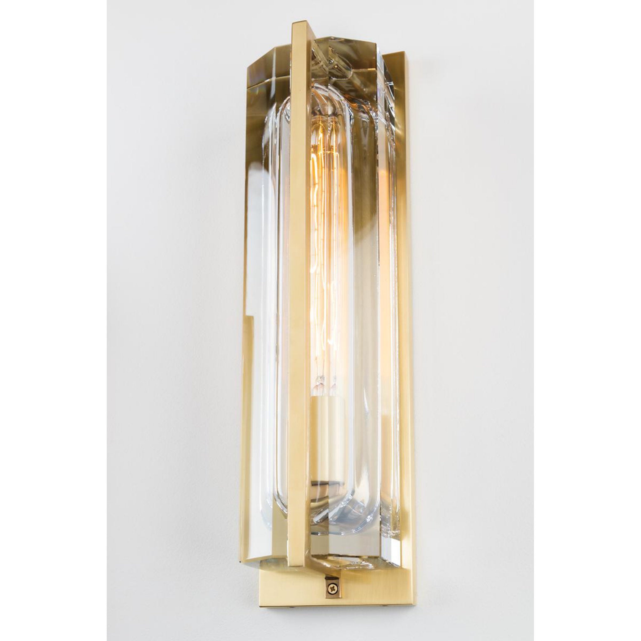 Hawkins 1-Light Wall Sconce in  Aged Brass 4.5L x 4.5W x 16.75H