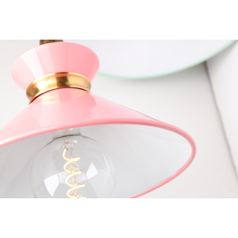 Kiki 1 Light Pendant in Aged Brass/Pink