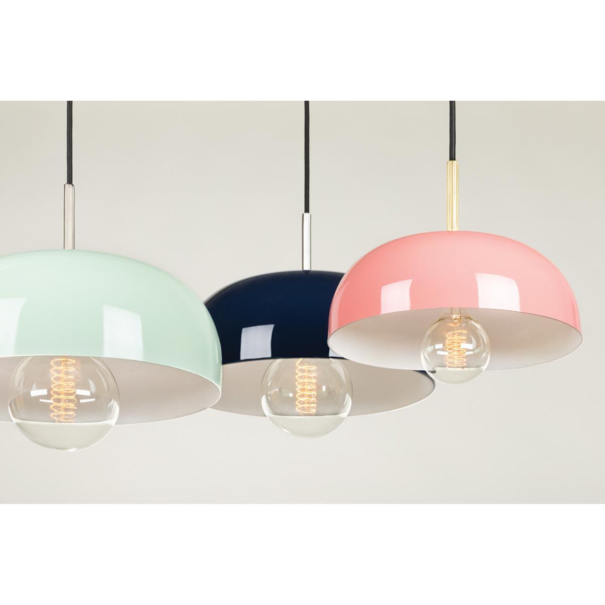 Avery 1-Light Pendant in Aged Brass/Pink