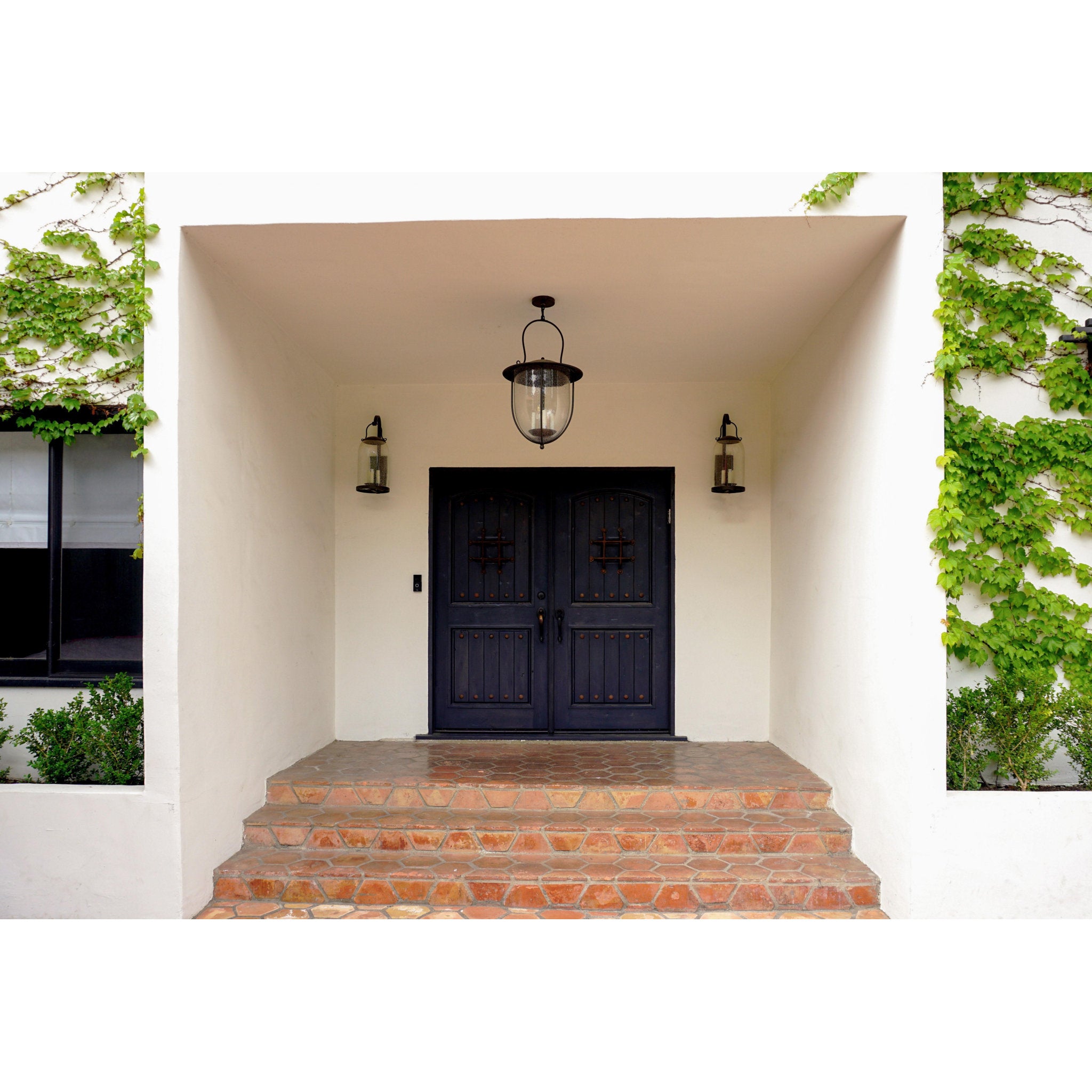 Monterey County Pendant 4-Light Outdoor LED in  French Iron 18L x 18W x 30H