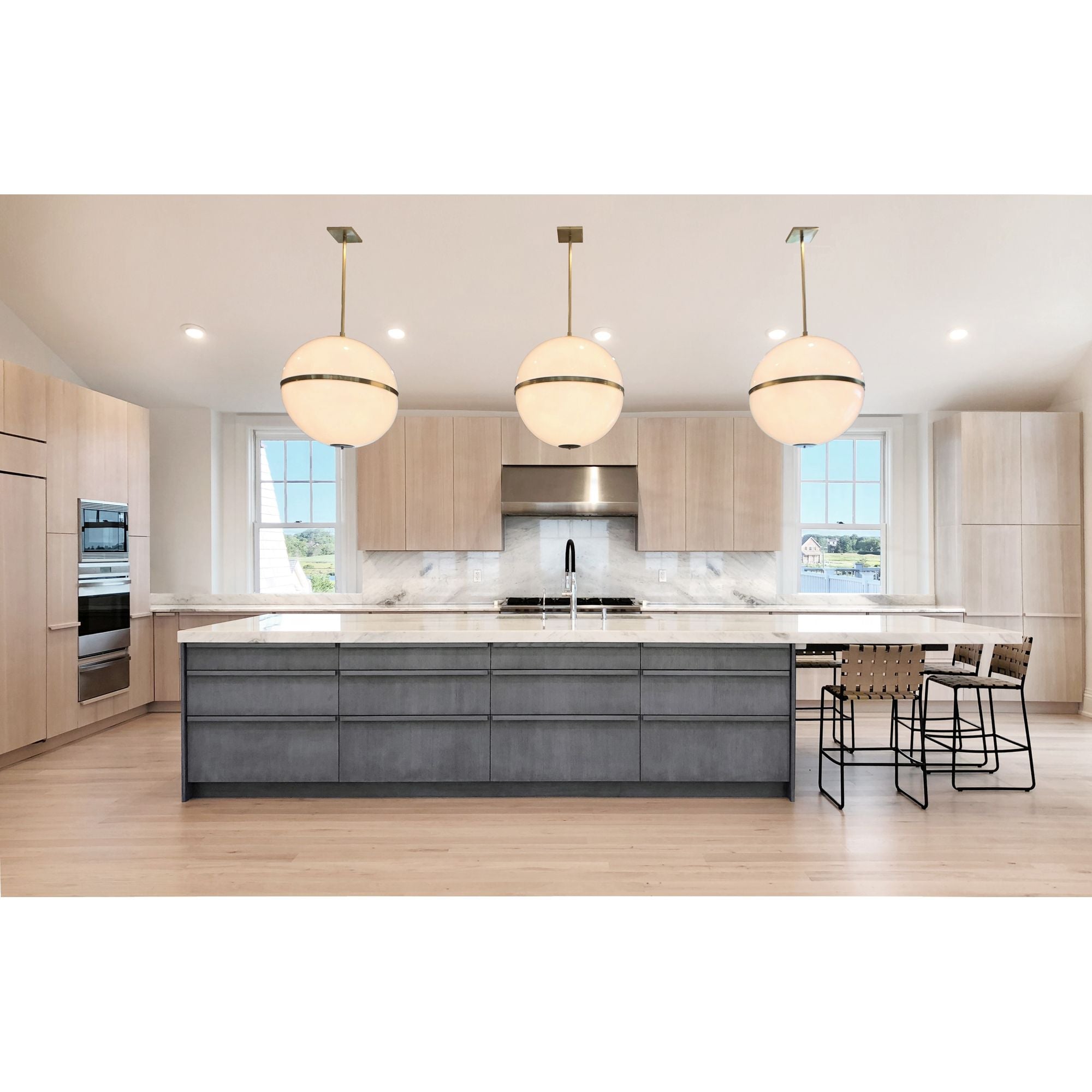 Brian Patrick Flynn Truax 4 Light Aged Brass Pendant Lucite 30"W x 32"H x 30"D