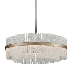 Chime 12 Light Chandelier in Silver Leaf Polished Stainless