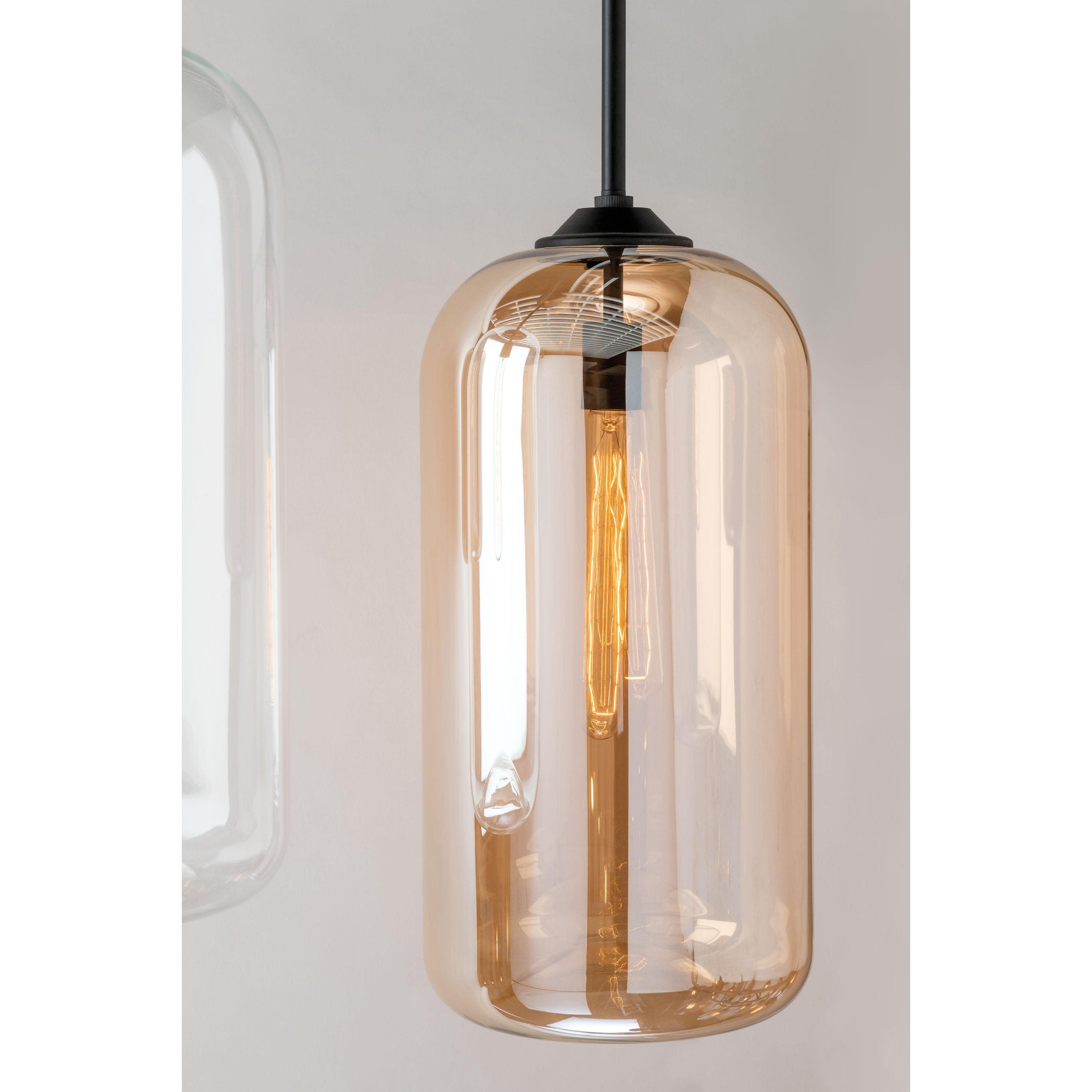 District 1-Light Pendant in Soft Black 8W x 15.75H (F5571-SBK)