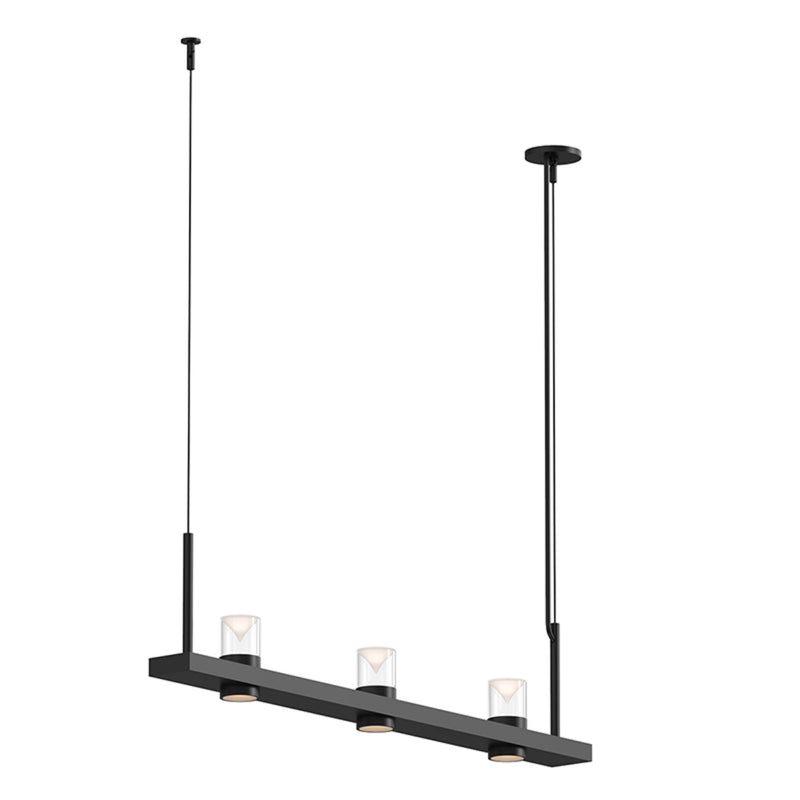 Sonneman 20QKL04B Intervals 4' Linear LED Pendant with Clear w/Cone Uplight Trim in Satin Black