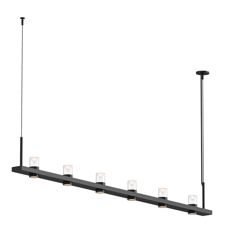 Sonneman 20QKL08B Intervals 8' Linear LED Pendant with Clear w/Cone Uplight Trim in Satin Black