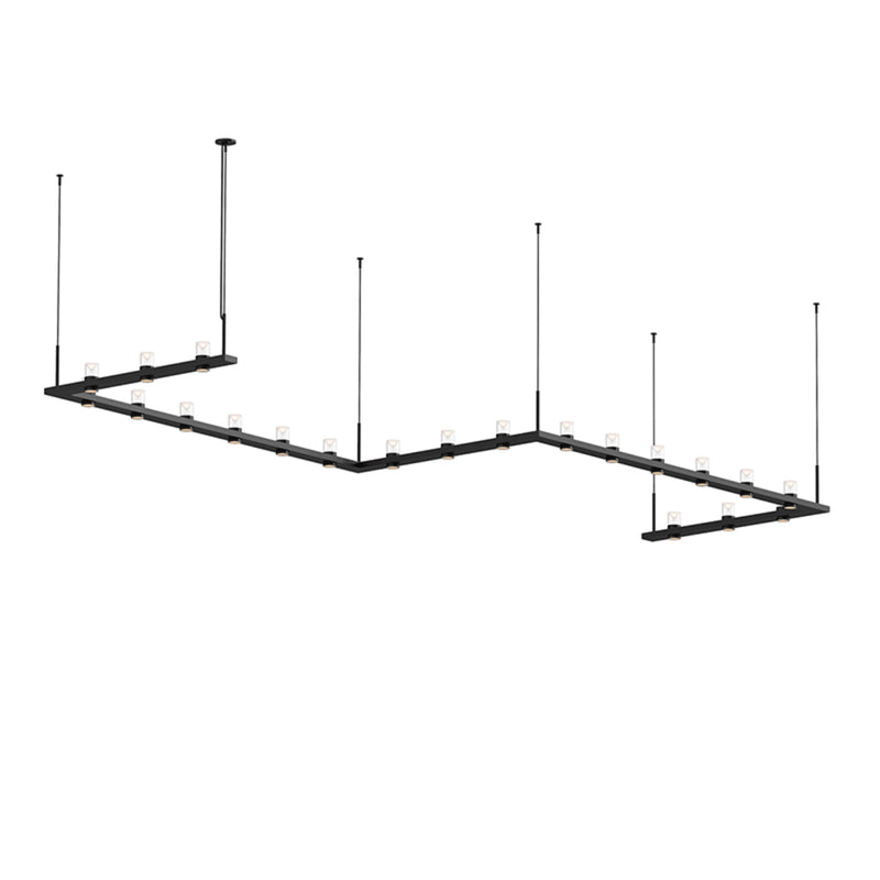 Sonneman 20QKZ46B Intervals 4' x 16' Zig-Zag LED Pendant with Clear w/Cone Uplight Trim in Satin Black