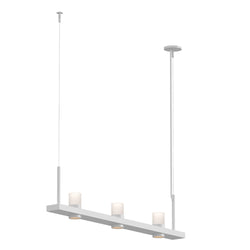 Sonneman 20QWL04C Intervals 4' Linear LED Pendant with Etched Cylinder Uplight Trim in Satin White