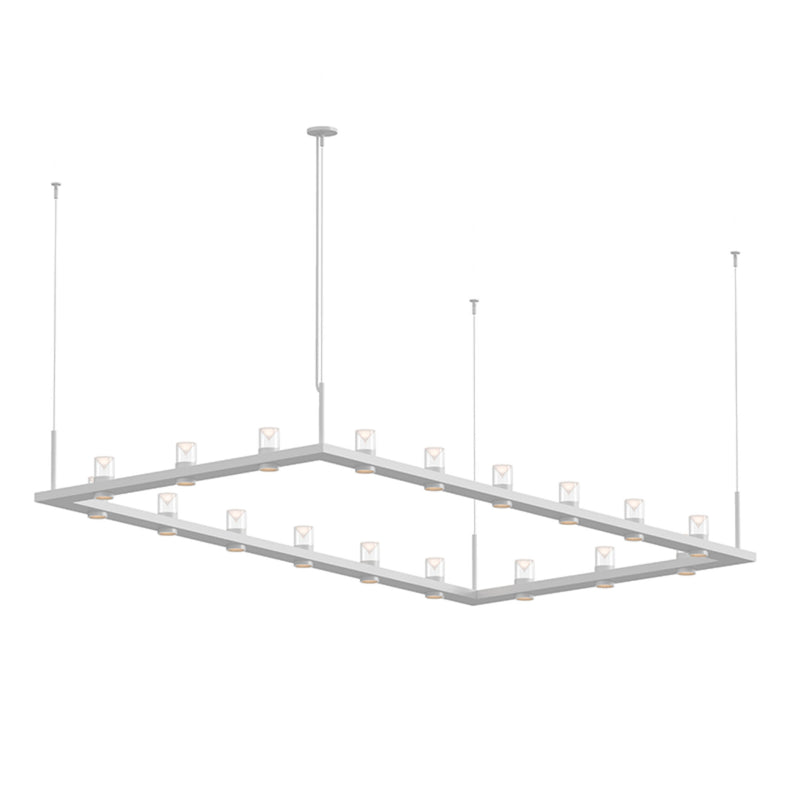 Sonneman 20QWR48B Intervals 4' x 8' Rectangle LED Pendant with Clear w/Cone Uplight Trim in Satin White