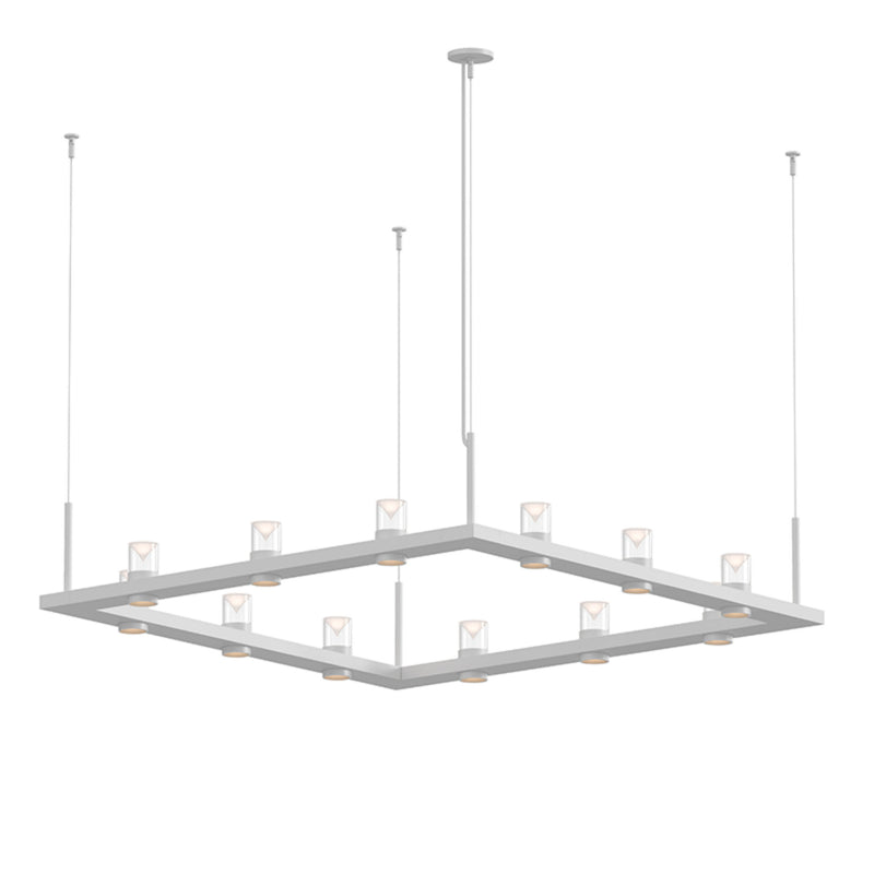 Sonneman 20QWS04B Intervals 4' Square LED Pendant with Clear w/Cone Uplight Trim in Satin White