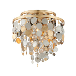 Ambrosia 3 Light Flush Mount in Gold Silver Leaf & Stainless