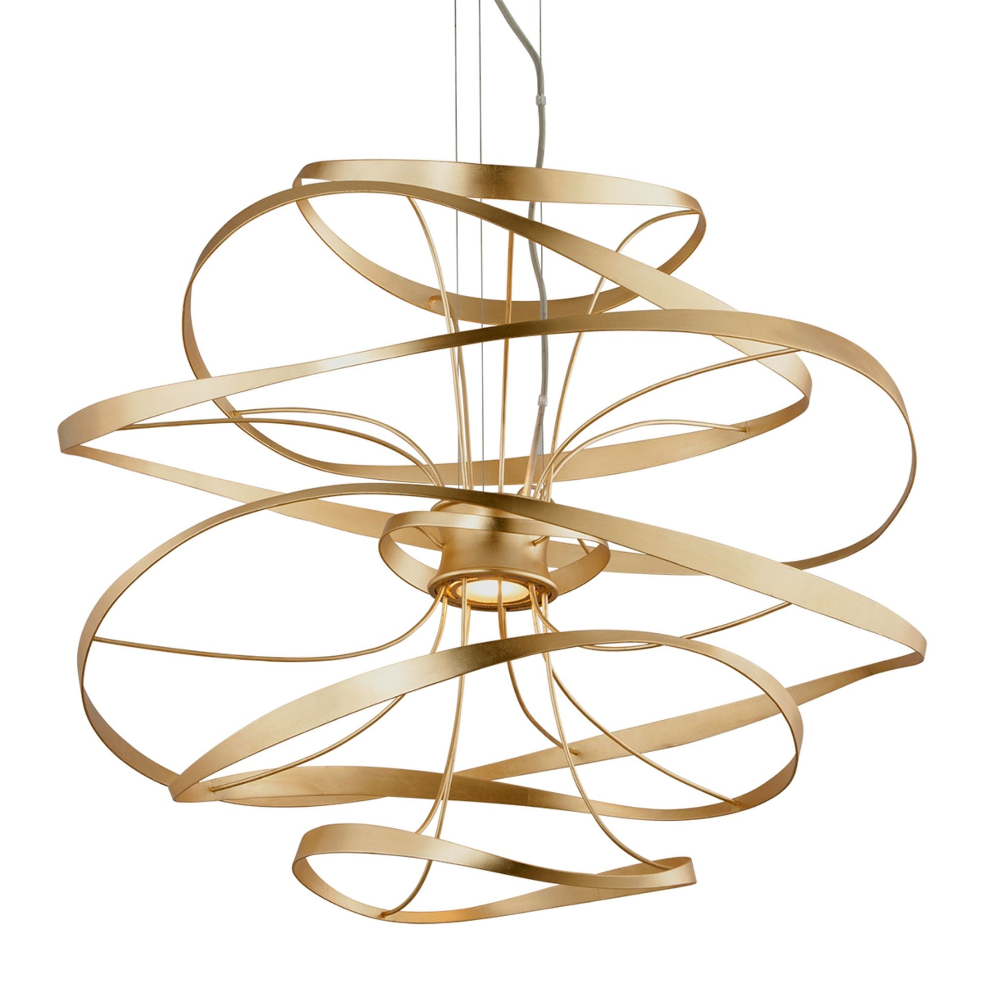 Calligraphy 2-Light Chandelier in  Gold Leaf W Polished Stainless 34L x 34W x 31.25H