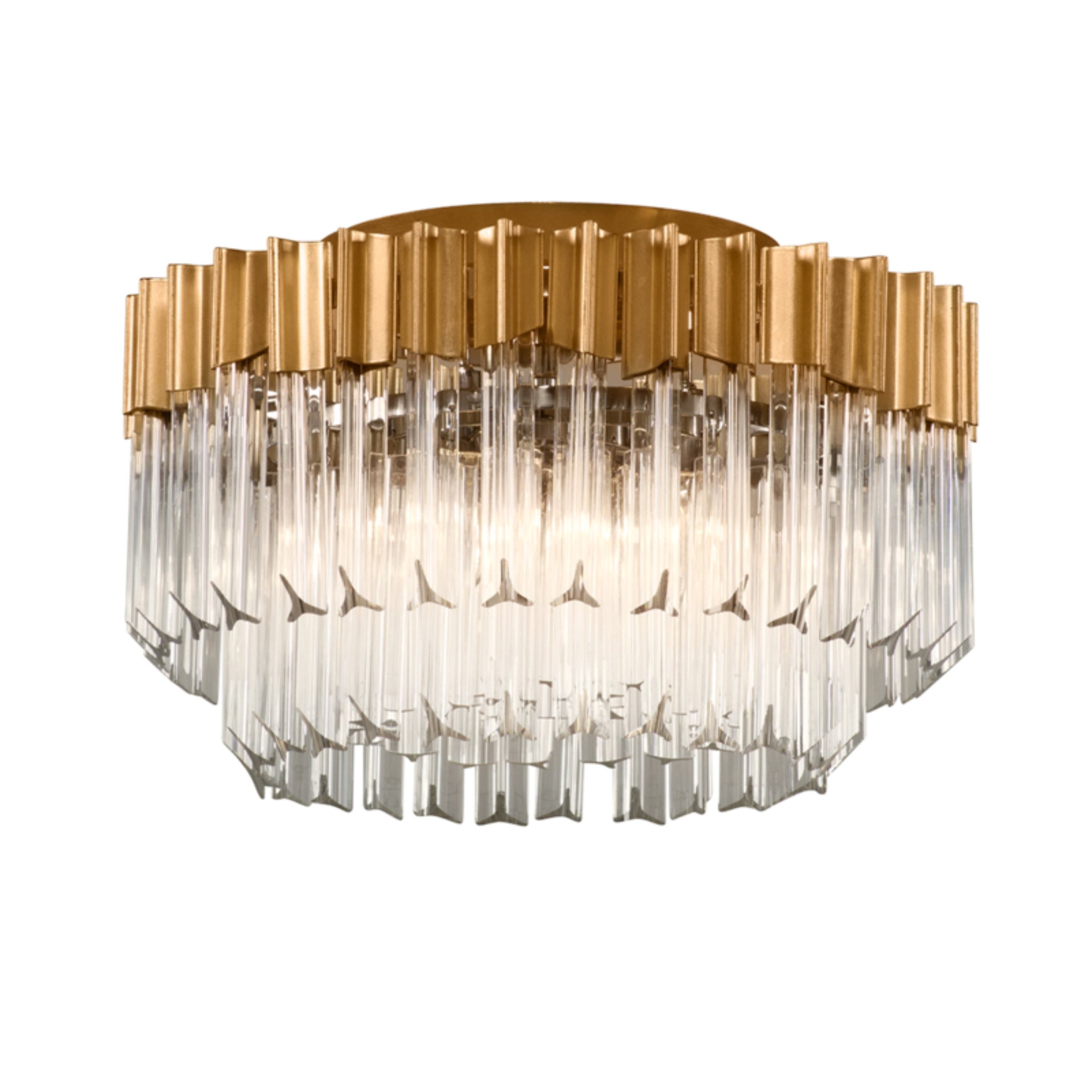 Charisma 3 Light Semi Flush in Gold Leaf W Polished Stainless